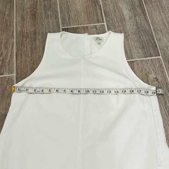 J. Crew White Cotton Frayed Hem Sleeveless Denim Dress. Size 12. - Picture 11 of 13